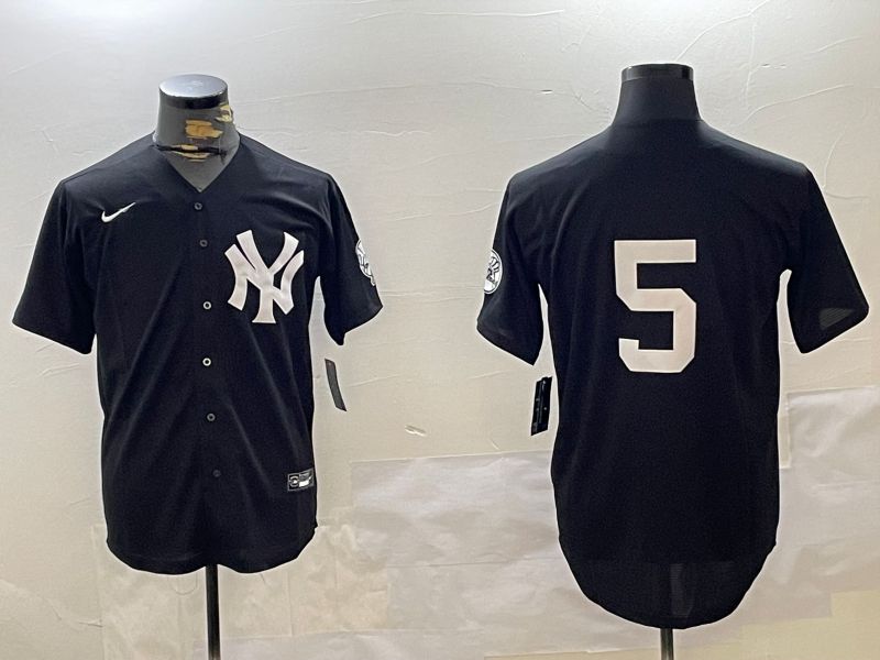 Men New York Yankees #5 No Name Black Fashion Game Nike 2024 MLB Jersey style 1